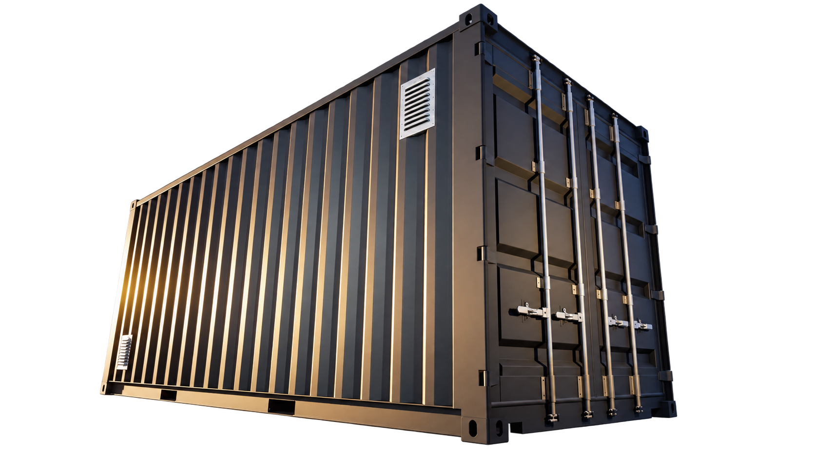 Illustration of vents positioned on a shipping container